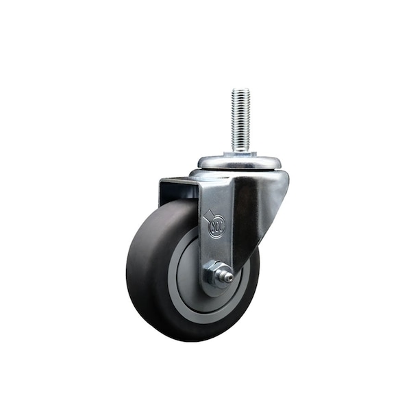 35 Inch Thermoplastic  Rubber Wheel Swivel 58 Inch Threaded Stem Caster Service Caster